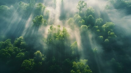 Fototapeta premium Foggy weather in a forest image