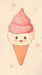 Cute ice cream illustration | High Quality | Wallpaper	