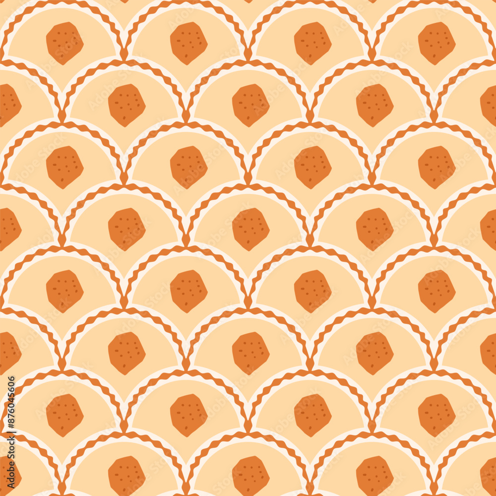 Aufkleber geometric colorful gem shape seamless pattern. cutouts abstract scallop repeat background. retro end