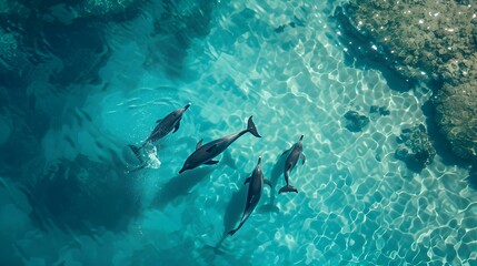 Ocean with dolphins picture