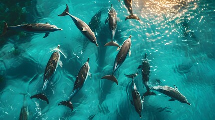 Fototapeta premium Ocean with dolphins