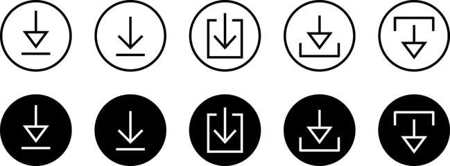 download icons set.  down arrow vector.