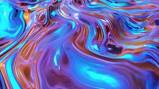 Iridescent Liquid Metal Abstract Background Generative AI