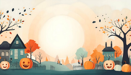 Abstract Watercolor vintage Halloween Scene on digital art concept, Generative AI.