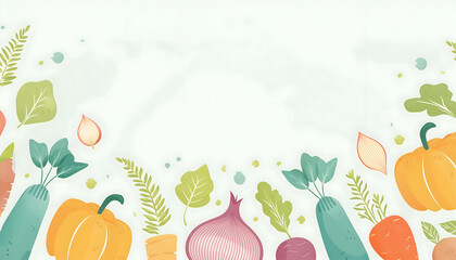 Fototapeta premium Abstract Watercolor vintage vegetables on digital art concept.
