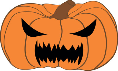 Halloween scary pumpkin with smile. Jack O Lanter illustration vector.