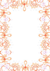 Hand drawn watercolor vintage golden and silver jewelry wreath frame border isolated on white background. Can be used for cards, label and other printed products.