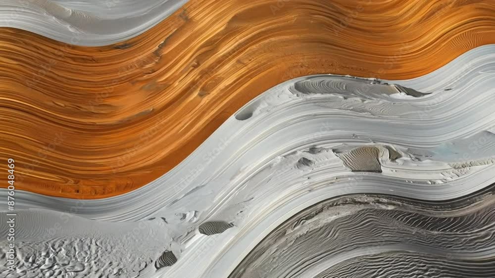 Aufkleber abstract wavy pattern in orange gray and silver generative ai