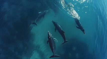 Obraz premium Ocean with whales where sea giants