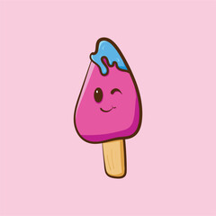 cute ice cream cones and a popsicle with faces, perfect for summerthemed designs like posters, cards, or social media posts.