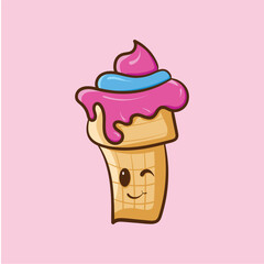 cute ice cream cones and a popsicle with faces, perfect for summerthemed designs like posters, cards, or social media posts.