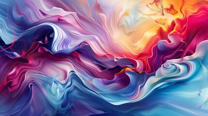 Fototapeta premium Vivid Fluid Abstract Art, Bright Colorful Tones.