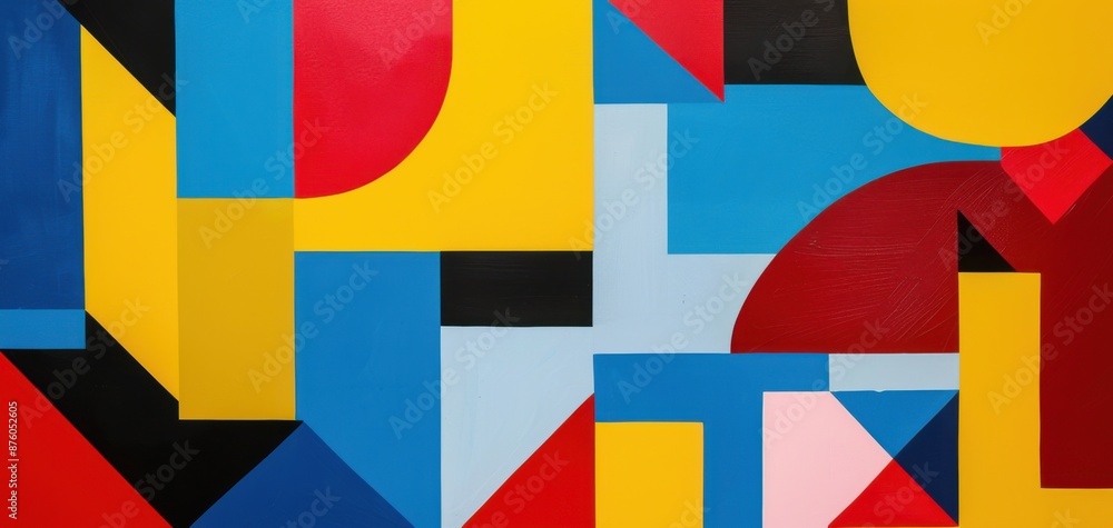 Aufkleber a vibrant geometric abstract painting featuring bold primary colors and various geometric shapes cre