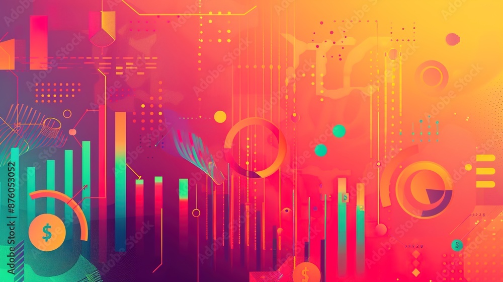 Poster abstract financial concept with creative design on gradient background