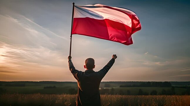 Flaga Polski i Unii trzymana w dłoni