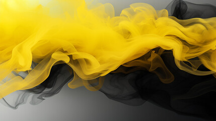 Abstract yellow and black smoke working together