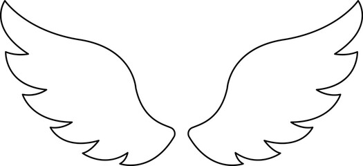 Wings icon. Angel Wings Black silhouette. Set of hand drawn bird or angel wings. Wings Collection - Vector illustration.