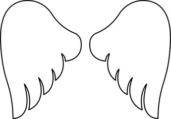 Wings icon. Angel Wings Black silhouette. Set of hand drawn bird or angel wings. Wings Collection - Vector illustration.
