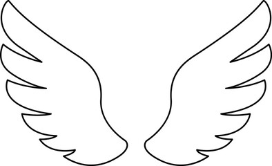 Wings icon. Angel Wings Black silhouette. Set of hand drawn bird or angel wings. Wings Collection - Vector illustration.