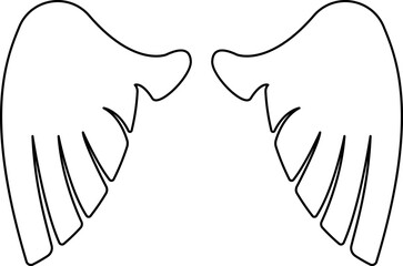 Wings icon. Angel Wings Black silhouette. Set of hand drawn bird or angel wings. Wings Collection - Vector illustration.