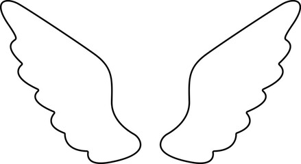 Wings icon. Angel Wings Black silhouette. Set of hand drawn bird or angel wings. Wings Collection - Vector illustration.