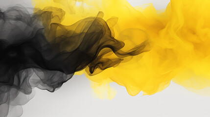Abstract yellow and black smoke working together