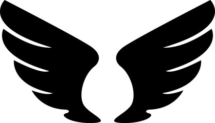 Wings icon. Angel Wings Black silhouette. Set of hand drawn bird or angel wings. Wings Collection - Vector illustration.