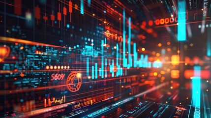 Fototapeta premium Finance Growth Concept - Abstract Digital Background with Minimalist Design and Economic Symbols