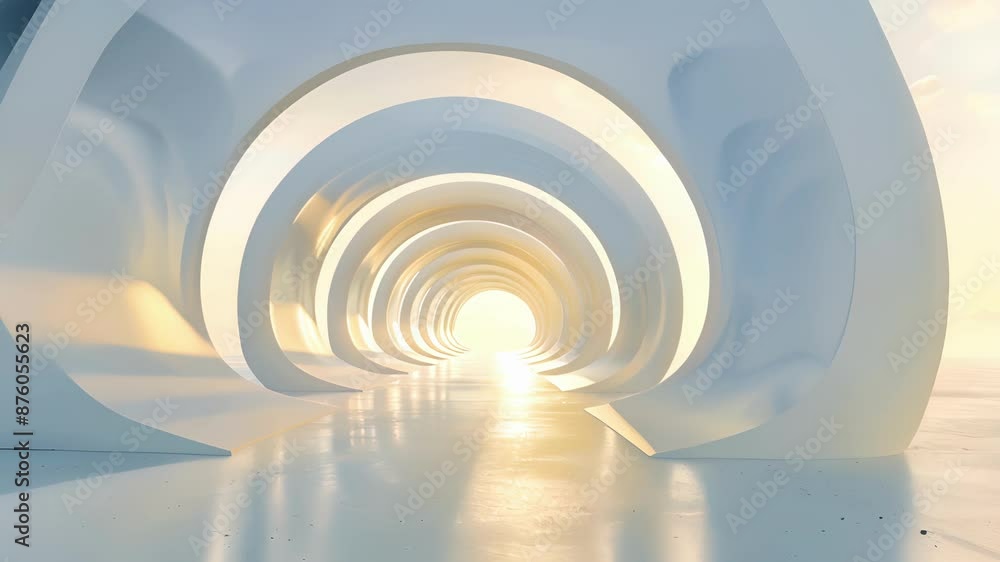 Aufkleber an abstract tunnel of circular arches leading towards an unknown destination.
