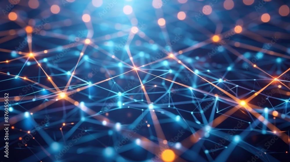 Poster 3d animation of digital world map with colorful network connections