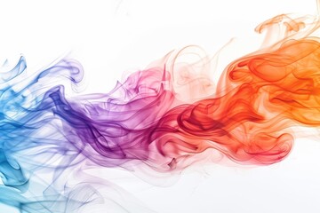 Fototapeta premium explosive burst of vibrant smoke in midair freezing motion of swirling colors against stark white background highspeed photography aesthetic