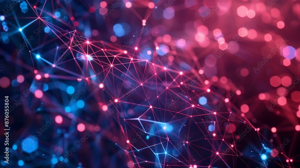 Poster 3d animation of digital world map with colorful network connections