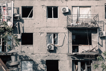 destroyed houses in a city lost in the war in Ukraine