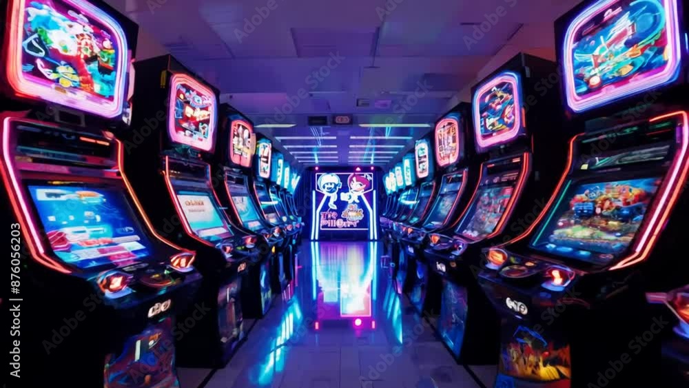 Aufkleber arcade game machines in a row generative ai