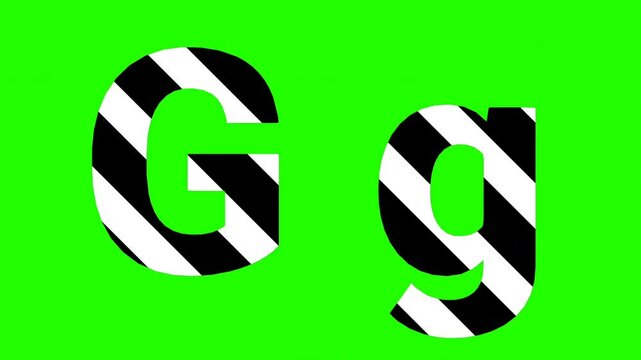 Animation of line letter G on green screen background