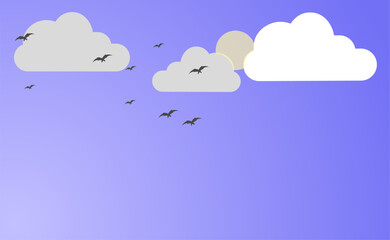 blue sky with clouds vector background, blue sky and clouds cartoon background