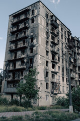 destroyed houses in a city lost in the war in Ukraine