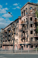 destroyed houses in a city lost in the war in Ukraine