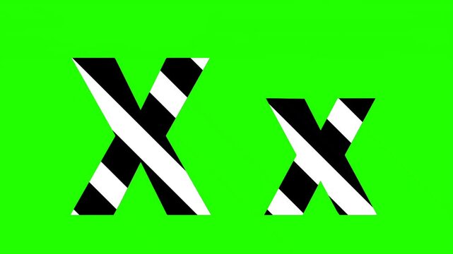 Animation of line letter X on green screen background