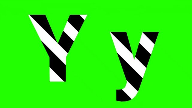 Animation of line letter Y on green screen background
