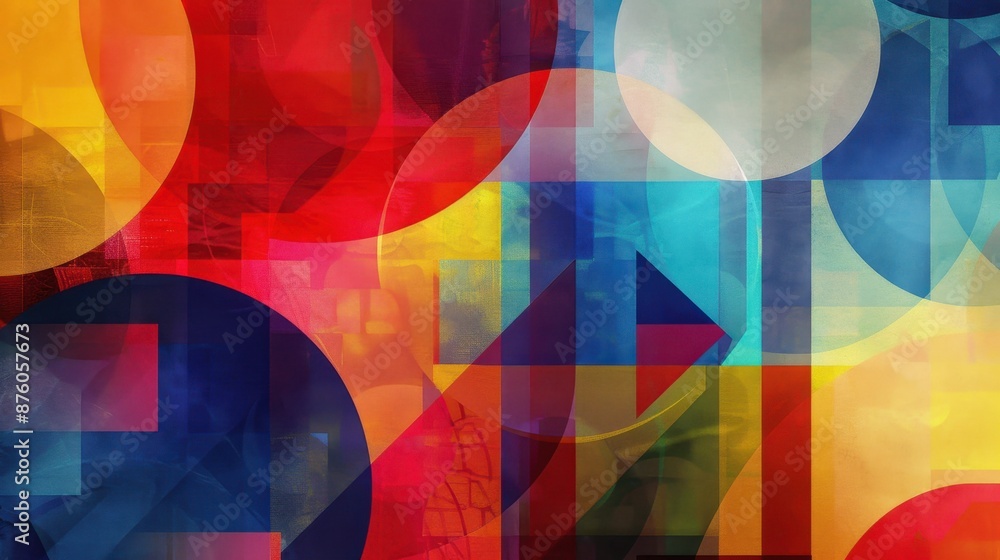 Poster abstract composition featuring dynamic shapes and vibrant colors. the image explores the interplay o