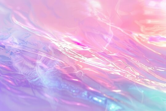 iridescent pastel background with nostalgic y2k aesthetic shimmering holographic textures create a dreamy retrofuturistic atmosphere soft gradients blend millennial pink lavender and mint