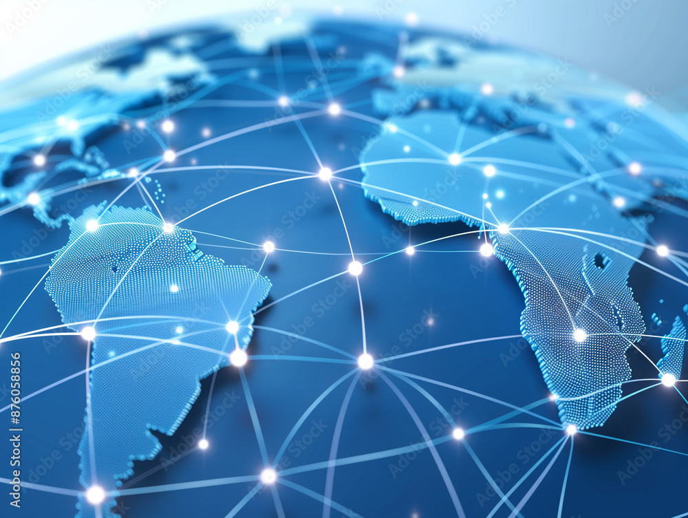 Poster 3d world globe data exchange , planet earth network connection web