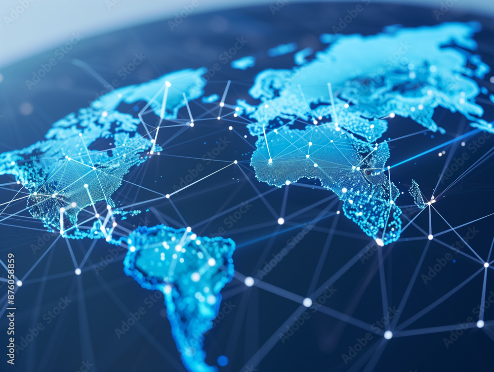 Poster 3d world globe data exchange , planet earth network connection web