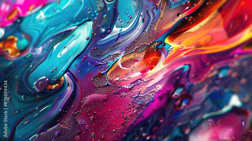 Poster vivid macro digital art on textured background - colorful abstract close-up composition
