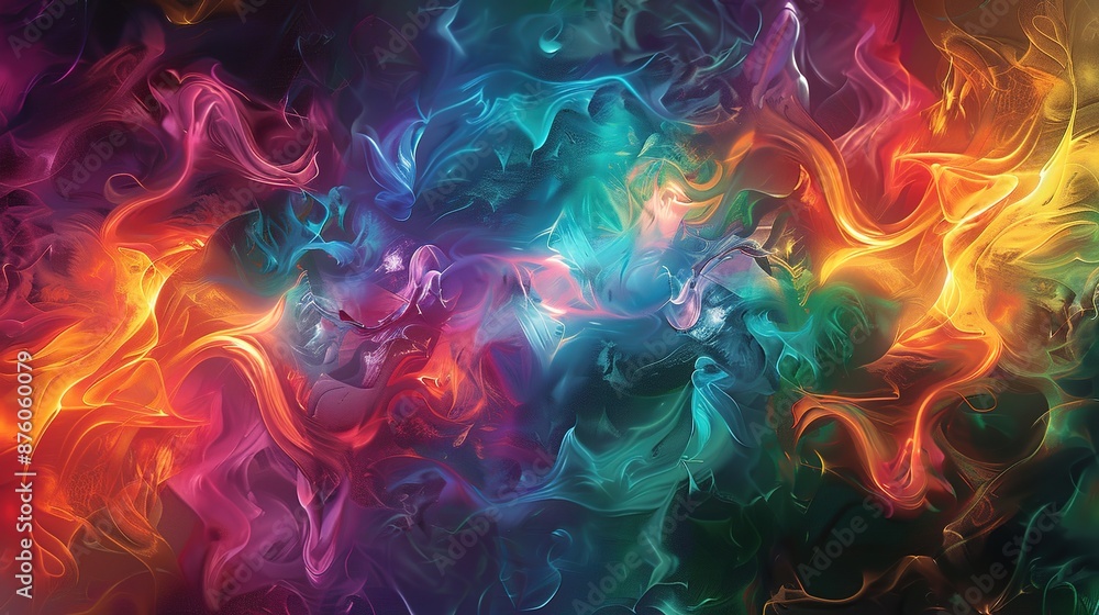 Poster serene illumination - abstract art print with vivid colors and fluid forms