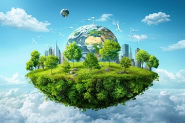 earth, globe surrounded by green environment, co2 concept