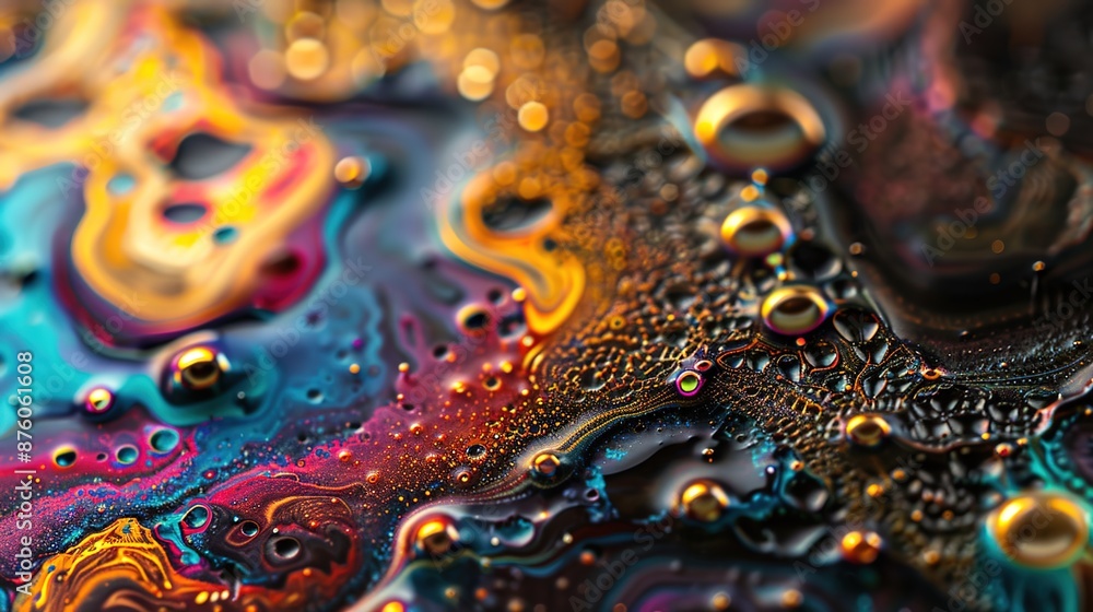 Poster Vibrant Macro Abstract Print with Intricate Details for Artistic Projects
