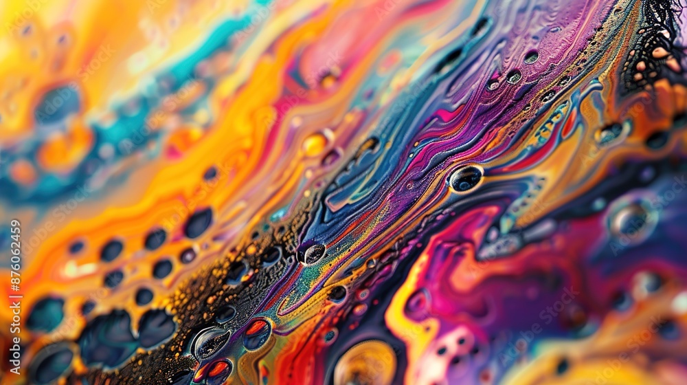 Poster Vibrant Textured Abstract Art Print Macro Photography with Intricate Patterns and Colors