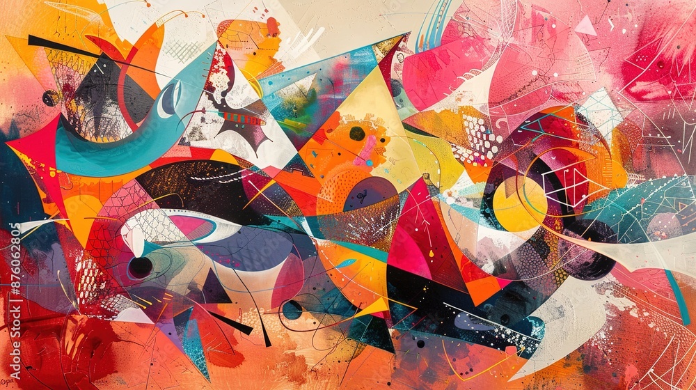 Poster dynamic abstract expressionism: vibrant colors and expressive forms